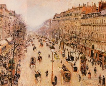  Weather Oil Painting - boulevard montmartre morning grey weather 1897 Camille Pissarro